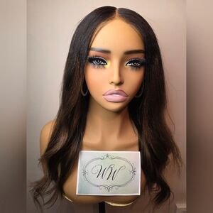 Brown Hair Yaki Straight Highlight Wig for Women